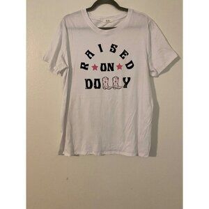 Tre’s Bien Raised On Dolly Graphic Tee Women’s XL Shirt Sleeve White Navy Pink